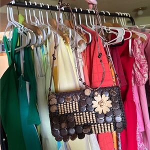 Structured Brown Floral Crossbody Bag